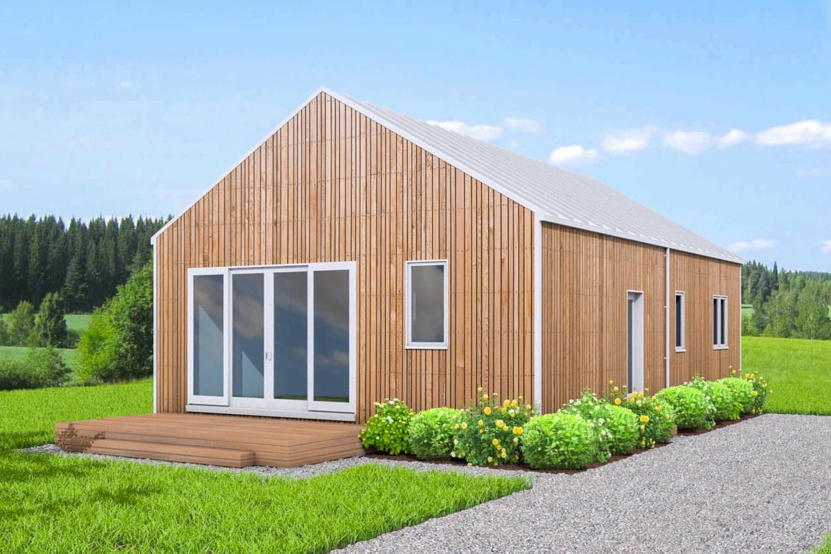 Plan 677001NWL: 3-Bed Scandinavian Cottage with Large Deck and Open Living Space - 967 Sq Ft - Image #4 - Contemporary, Cottage, Scandinavian, Vacation
