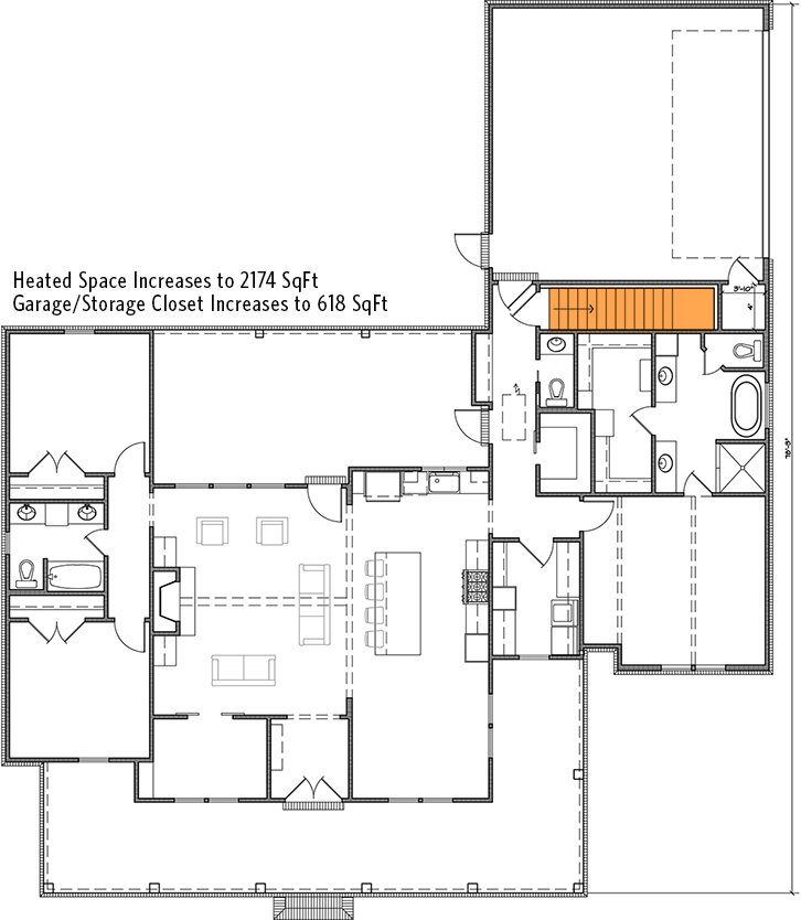 Plan 56510SM: Farmhouse with Home Office and Wraparound Porch - 2085 Sq Ft - Floor Plan - Main Level - Basement Option (+$ Paid Upgrade) - Country, Modern Farmhouse, New American