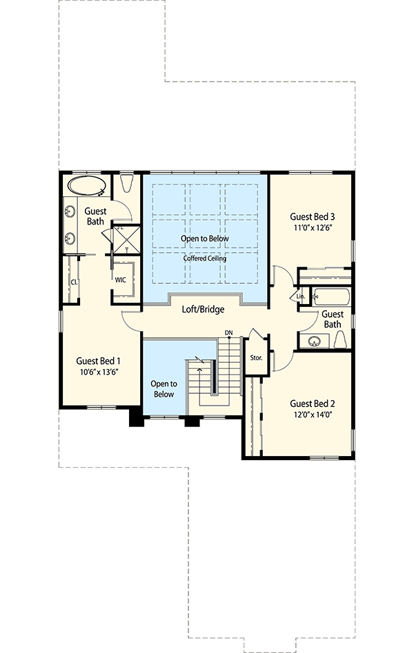Plan 33089ZRX: Two-Story Mediterranean-Style House Plan Under 2800 Square Feet - Floor Plan - 2nd Floor - Mediterranean, Spanish