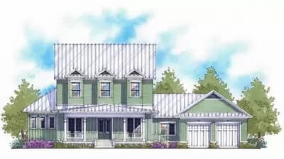 Coastal Contemporary Farmhouse Plan Under 3100 Square Feet