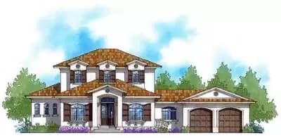 Contemporary Mediterranean Home Plan with 4 or 5 Bedrooms