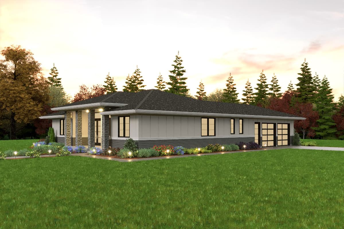 Plan 69783AM: Northwest Ranch Home Plan with Rear Garage  - Image #10 - Mid Century Modern, Northwest, Prairie, Ranch