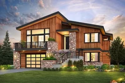 Contemporary Mountain Home Plan with Second-level Living Space