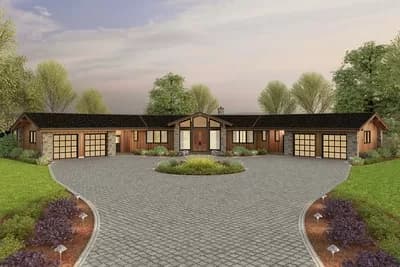 Contemporary X-Shaped House Plan with Home Office and Garden Room