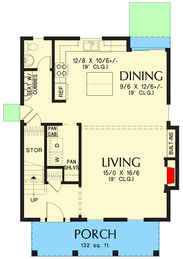 Plan 69788AM: Modern Farmhouse Cottage Plan with Open Main Level - 1619 Sq Ft - Floor Plan - Main Level - Cottage, Country, Craftsman, Farmhouse, Modern Farmhouse, New American, Northwest, Rustic, Traditional