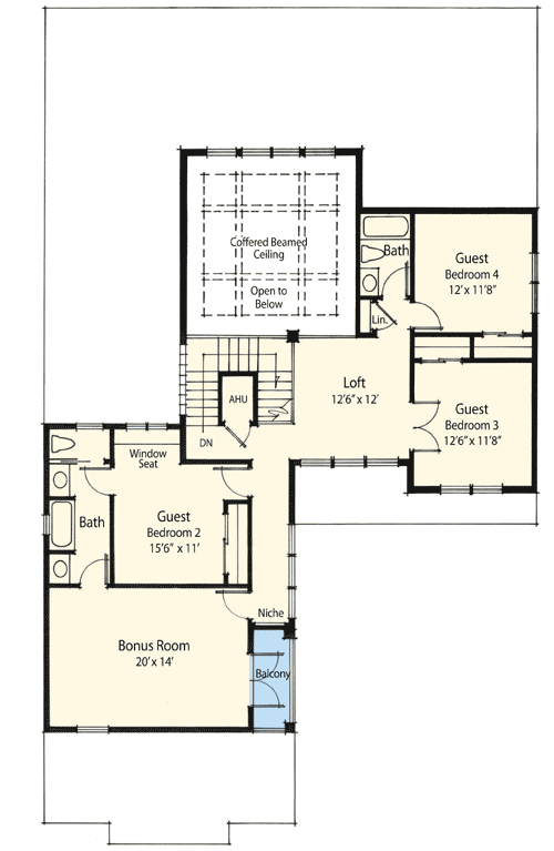 Plan 33098ZRX: 2-Story Mediterranean House Plan with Great Natural Light - 3368 Sq Ft - Floor Plan - 2nd Floor - European, Mediterranean