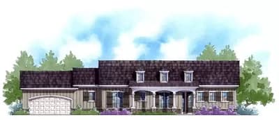 One-Story Home Plan with Split Bedroom Layout and 345 Sq Ft Back Porch - 1504 Sq Ft