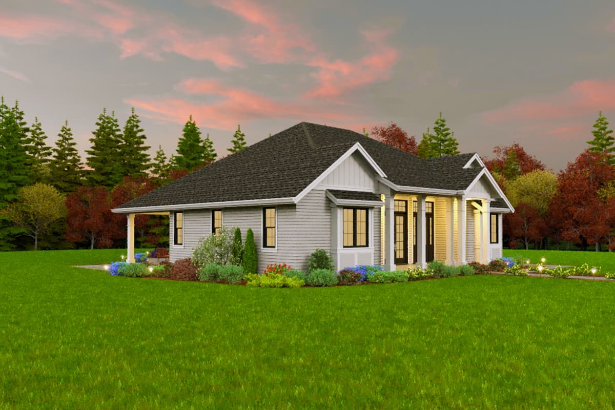 Plan 69789AM: New American Ranch Home Plan with Side-Entry Garage in Back - 1900 Sq Ft - Image #4 - Craftsman, New American, Ranch, Transitional