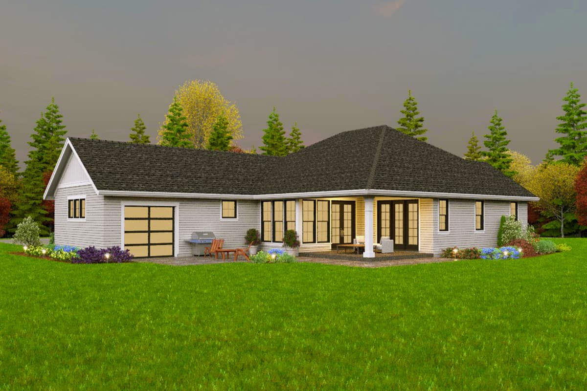 Plan 69789AM: New American Ranch Home Plan with Side-Entry Garage in Back - 1900 Sq Ft - Image #6 - Craftsman, New American, Ranch, Transitional