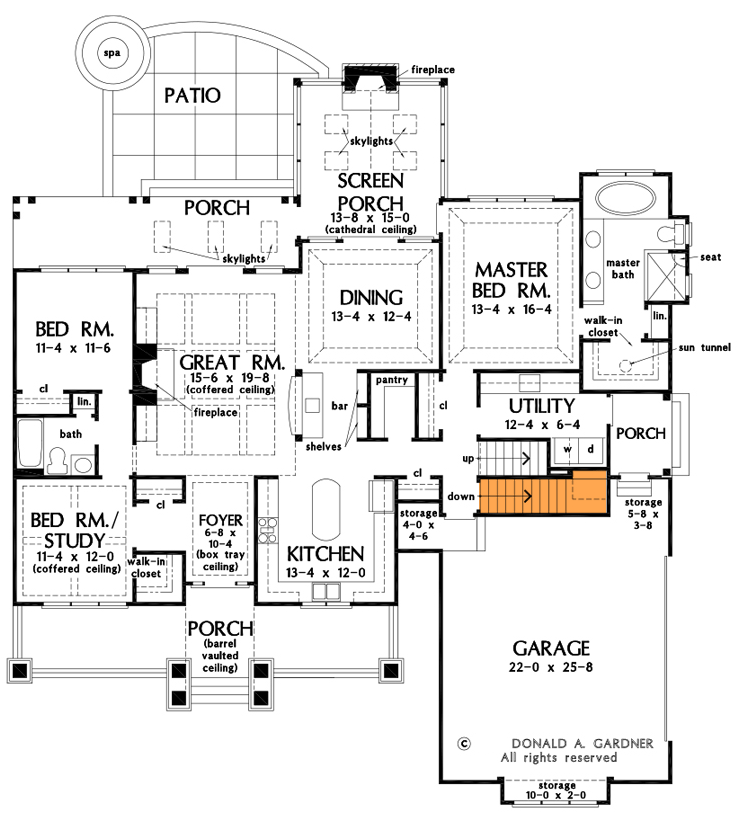 Plan 444028GDN: New American Craftsman Plan with Bonus Room and Screened Porch - Floor Plan - Basement Option - Cottage, Country, Craftsman, Modern Farmhouse, Rustic