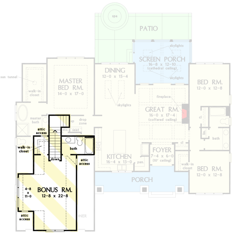 Plan 444029GDN: Modern Farmhouse Plan with Abundance of Natural Light - Floor Plan - Bonus Floor - Country, Craftsman, Modern Farmhouse, New American