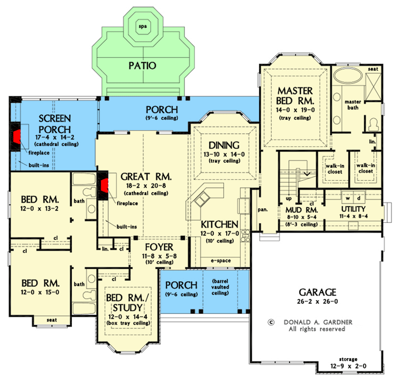 Plan 444030GDN: Traditional Single-level Home Plan with European Influences - Floor Plan - Main Level - European, Traditional