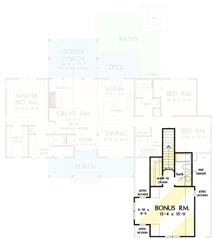 Plan 444037GDN: 3-Bed Craftsman House Plan with Bonus Room - Floor Plan - Bonus - Country, Craftsman, Farmhouse, Modern Farmhouse, New American, Ranch, Traditional
