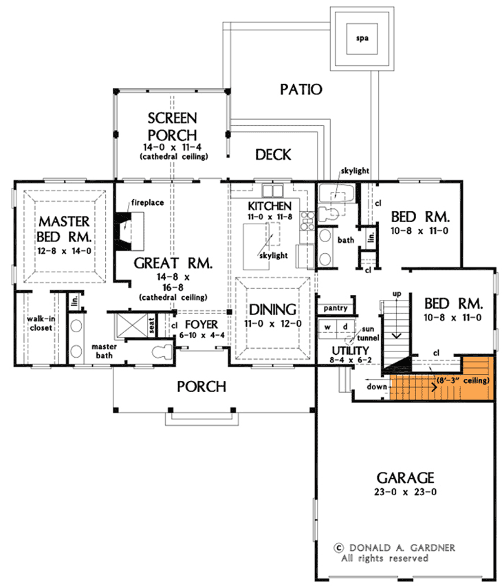 Plan 444037GDN: 3-Bed Craftsman House Plan with Bonus Room - Floor Plan - Main Floor - Basement Version - Country, Craftsman, Farmhouse, Modern Farmhouse, New American, Ranch, Traditional