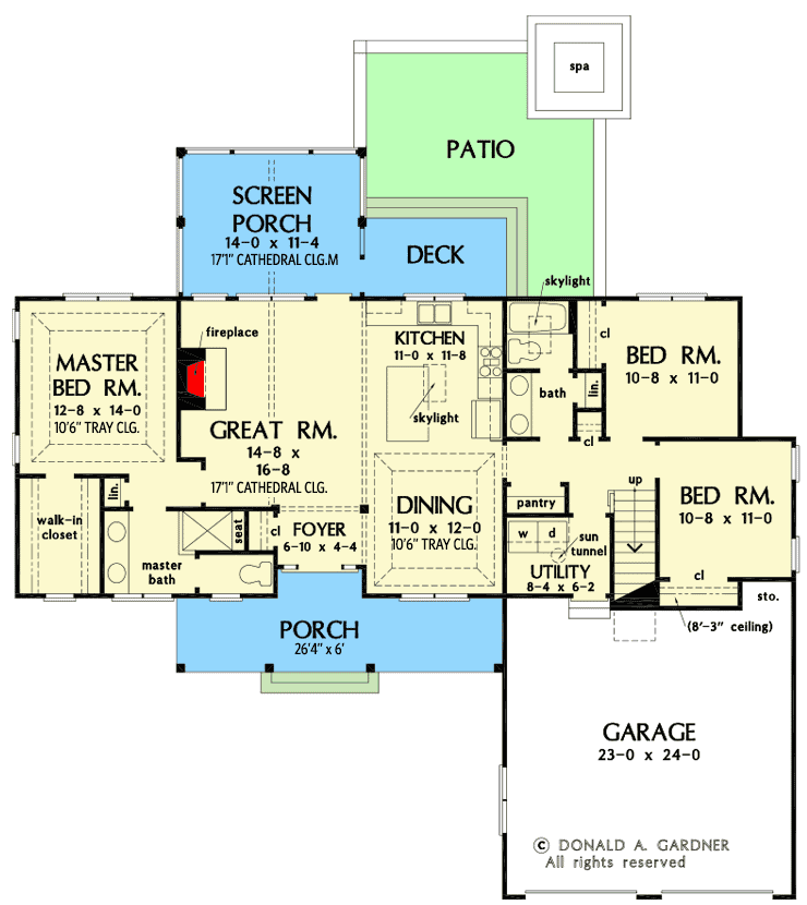 Plan 444037GDN: 3-Bed Craftsman House Plan with Bonus Room - Floor Plan - Main Level - Country, Craftsman, Farmhouse, Modern Farmhouse, New American, Ranch, Traditional