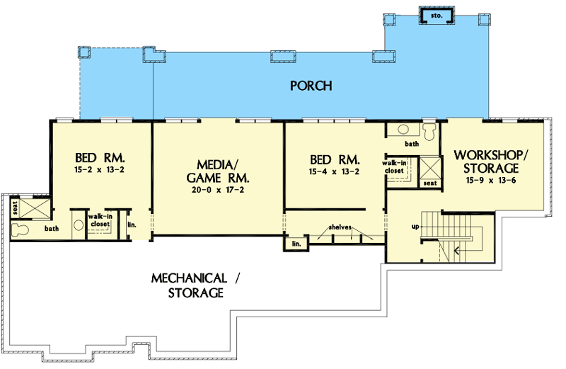 Plan 444041GDN: European Ranch for Sloped Lot - 3822 Sq Ft - Floor Plan - Basement - European, Ranch, Traditional