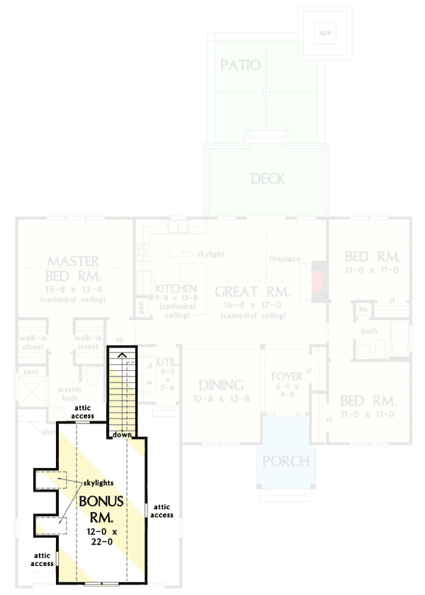 Plan 444042GDN: Statement-Making Modern Farmhouse Plan with Open-concept Living Space - 1570 Sq Ft - Floor Plan - Bonus - Country, Farmhouse, Modern Farmhouse, New American, Ranch