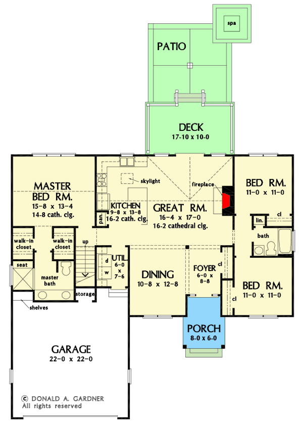 Plan 444042GDN: Statement-Making Modern Farmhouse Plan with Open-concept Living Space - 1570 Sq Ft - Floor Plan - Main Level - Country, Farmhouse, Modern Farmhouse, New American, Ranch