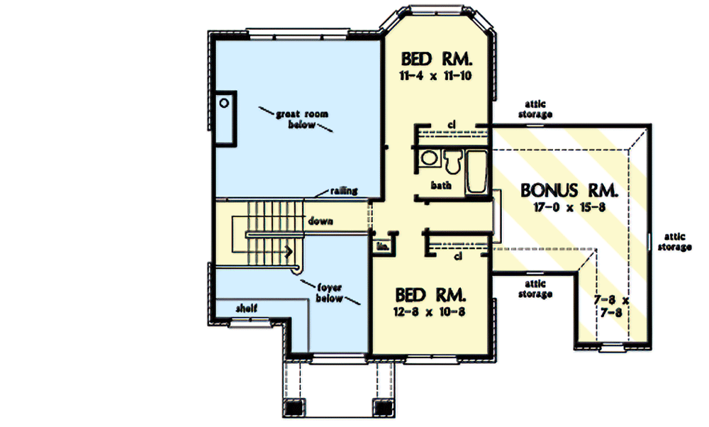 Plan 444043GDN: Traditional Home Plan with 2-Story Great Room and Foyer - Floor Plan - Second Level - Southern, Traditional