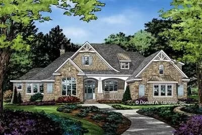 Shingle Home Plan with Walk-out Basement and Bonus Room