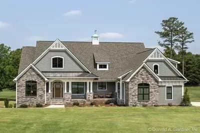 Family-friendly Ranch House Plan with Screened Porch and Library