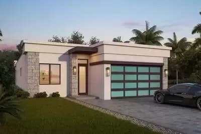 Contemporary One-story House Plan Suitable for a Narrow Lot