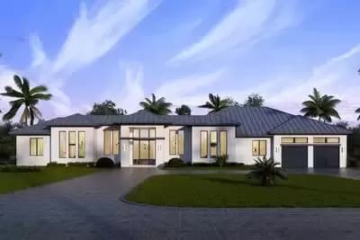 Contemporary Florida Home Plan with Pool Concept