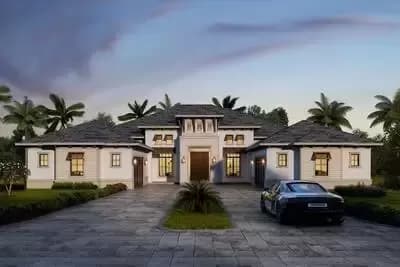 Coastal Contemporary House Plan with Large Outside Living Area - 4369 Sq Ft