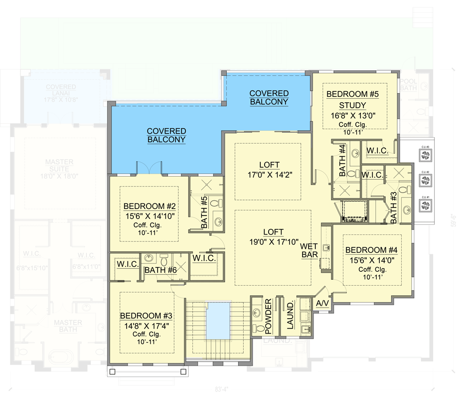 Plan 65750BS: Southern Traditional Home Plan with Elevator and Large Covered Lanai - Floor Plan - 2nd Floor - Coastal, Florida-Style, Southern, Southern Traditional, Traditional