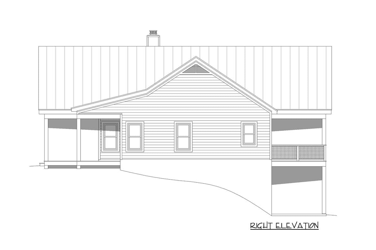 Plan 68849VR: Mountain Ranch For A Sloping Lot with Decks and Porches Front and Back - 1485 Sq Ft - Image #6 - Country, Craftsman, Mountain, Ranch