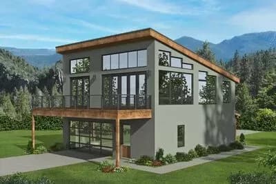 Mountain Home Plan with Soaring Views and Front and Rear Entry Garages