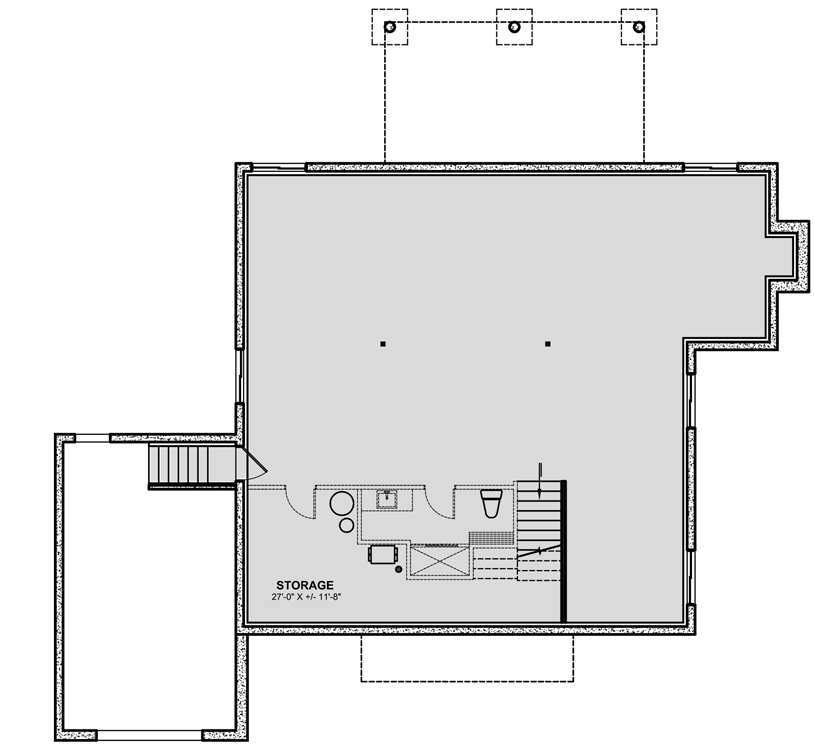 Plan 22611DR: Contemporary House Plan with Innovative Entry Hall and a 1-Car Garage - Floor Plan - Lower Level - Contemporary, Country, New American