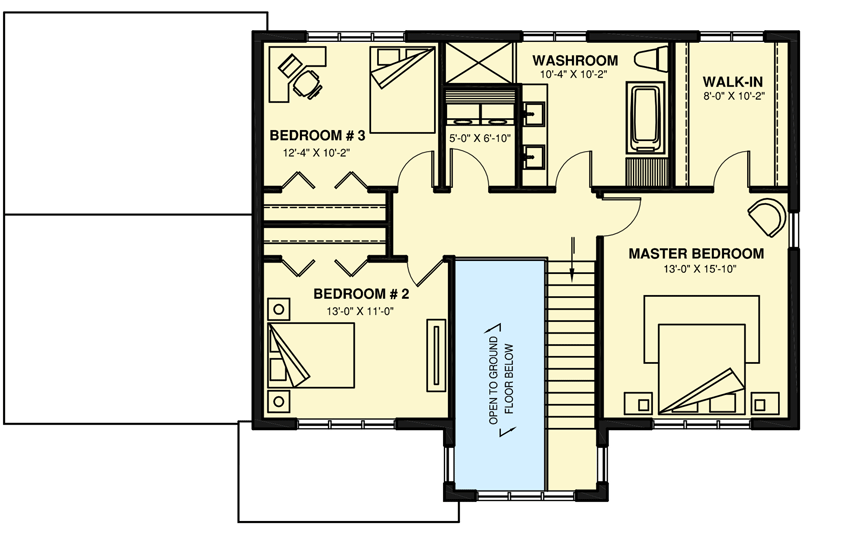 Plan 22613DR: New American Farmhouse with Home Office and a Large Upstairs Laundry Room - Floor Plan - 2nd Floor
