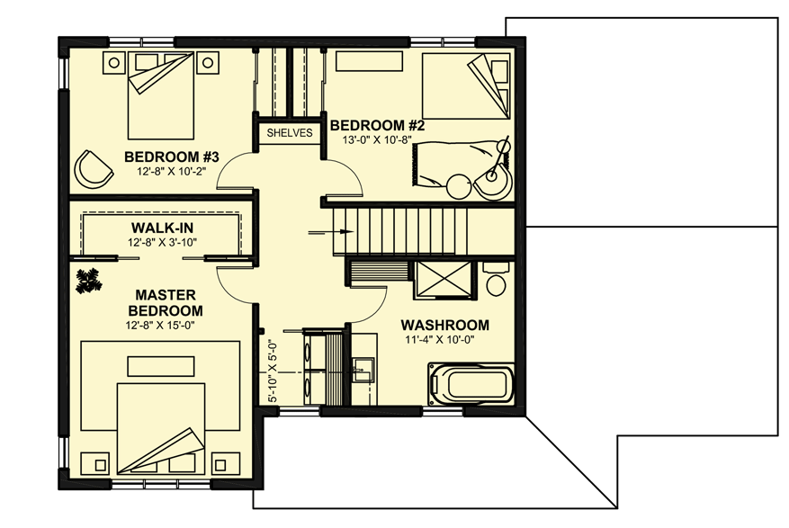 Plan 22614DR: Attractive Country Farmhouse with an Open Floor Plan and a 1-Car Garage - Floor Plan - 2nd Floor - Country, Farmhouse, Modern Farmhouse, New American, Traditional