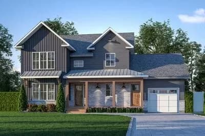 Attractive Country Farmhouse with an Open Floor Plan and a 1-Car Garage