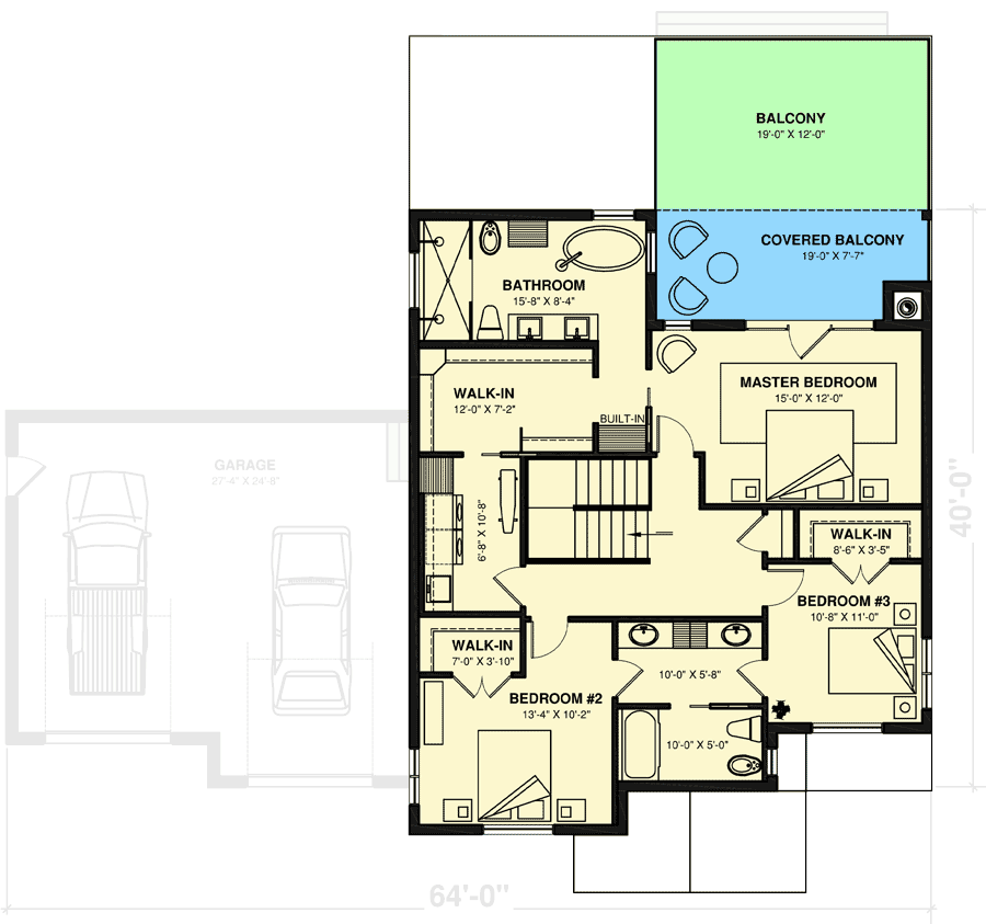 Plan 22615DR: Transitional Farmhouse Plan with Home Office and Large Covered Porch - Floor Plan - 2nd Floor - Country, Farmhouse, Modern Farmhouse, New American, Transitional