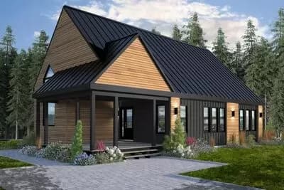 Contemporary Ranch Home Plan with Clapboard and Board and Batten Siding