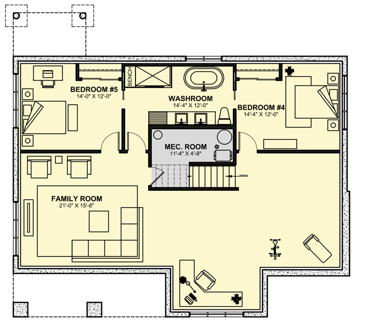 Plan 22620DR: Traditional Craftsman Plan with Spacious Lower Level - Floor Plan - Lower Level - Craftsman, Ranch, Traditional