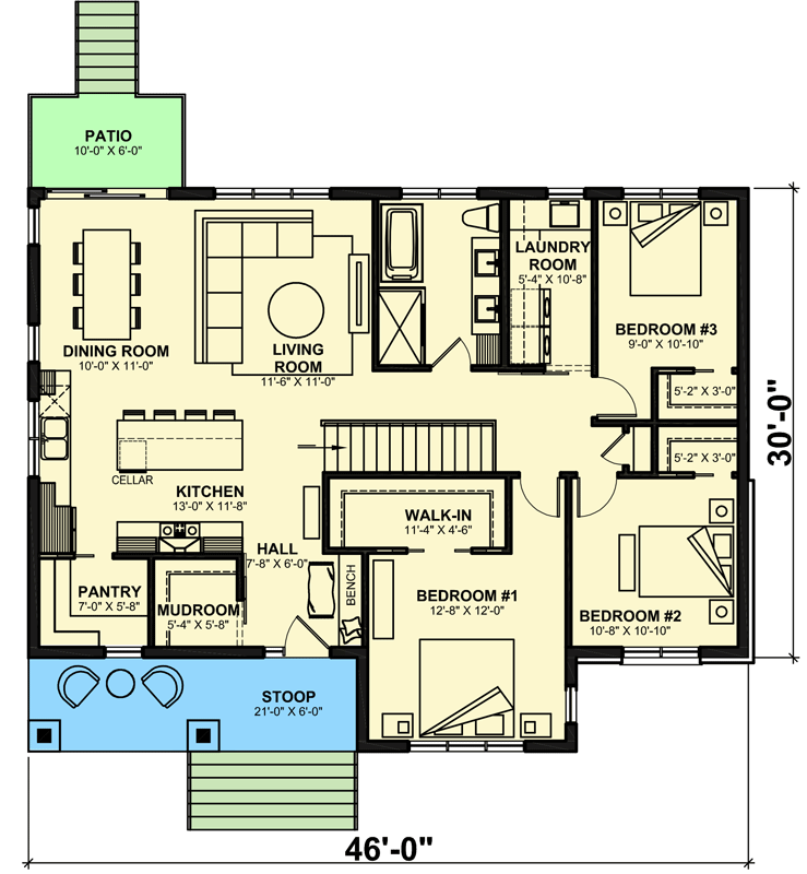 Plan 22620DR: Traditional Craftsman Plan with Spacious Lower Level - Floor Plan - Main Level - Craftsman, Ranch, Traditional