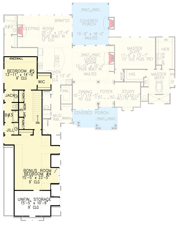 Plan 25711GE: Country Craftsman House Plan with 3-Car Garage with Great Space Above - Floor Plan - 2nd Floor - Craftsman, Mountain, Rustic, Traditional