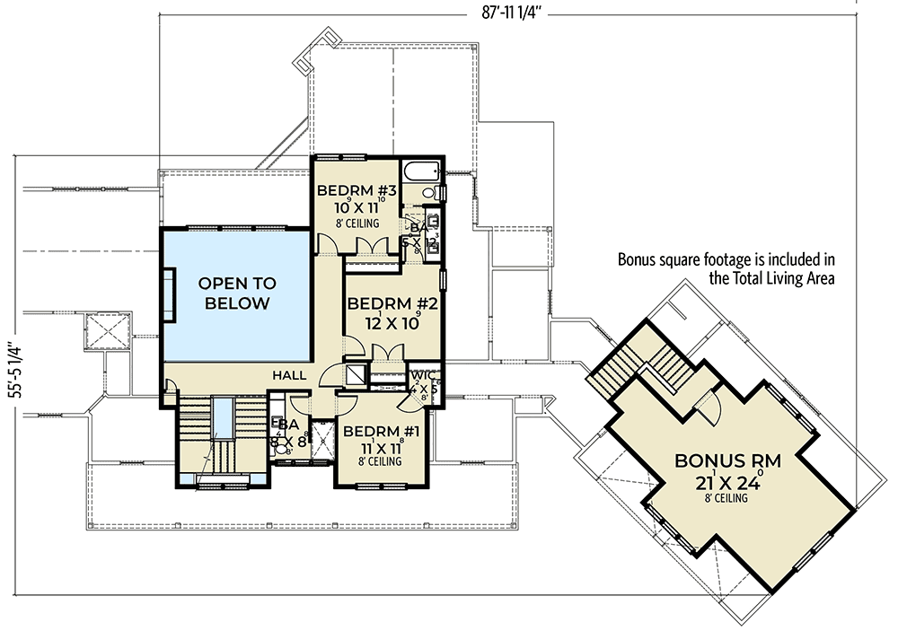 Plan 280147JWD: Modern Farmhouse with 2-Car Angled Garage and Vaulted Rear Porch - Floor Plan - 2nd Floor - Country, Farmhouse, Modern Farmhouse, New American