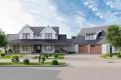 Modern Farmhouse with 2-Car Angled Garage and Vaulted Rear Porch