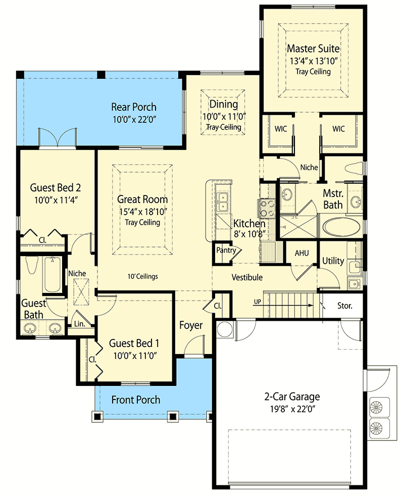 Plan 33114ZRX: 2-Story Stock Home Plan - Floor Plan - Main Level - Southern