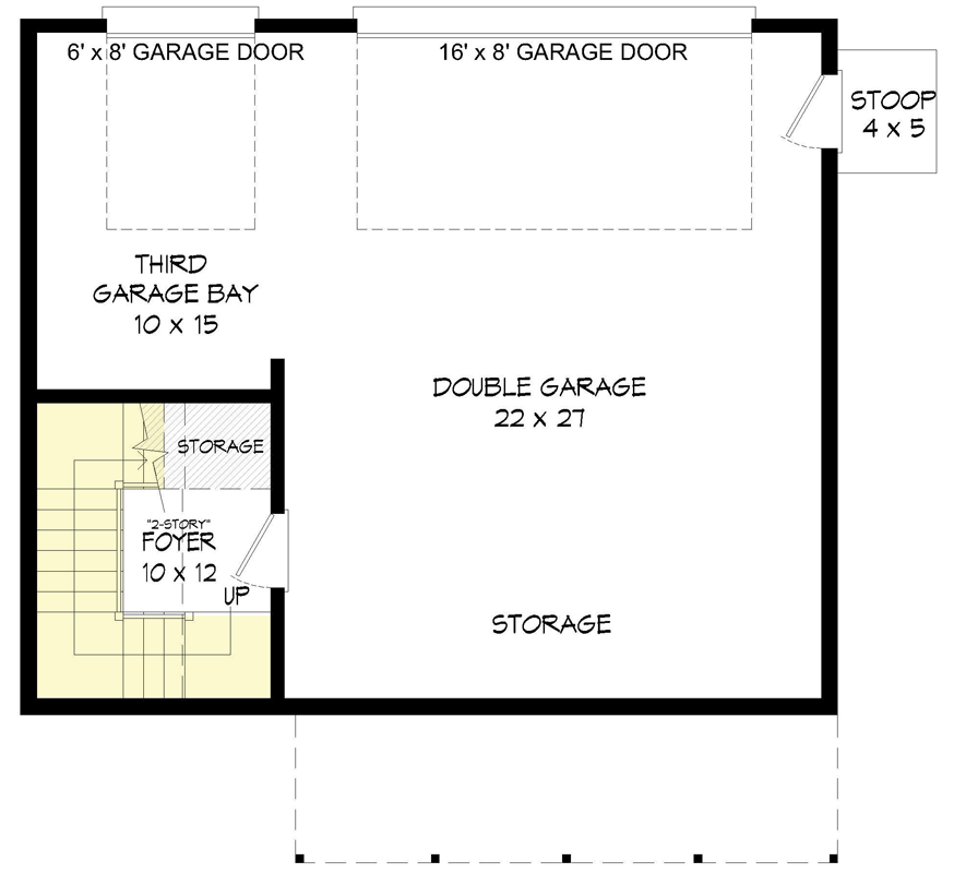 Plan 68855VR: Light-filled Mountain Home Plan with 3-Car Drive-under Garage - Floor Plan - Ground Level - Contemporary, Mid Century Modern, Modern, Mountain
