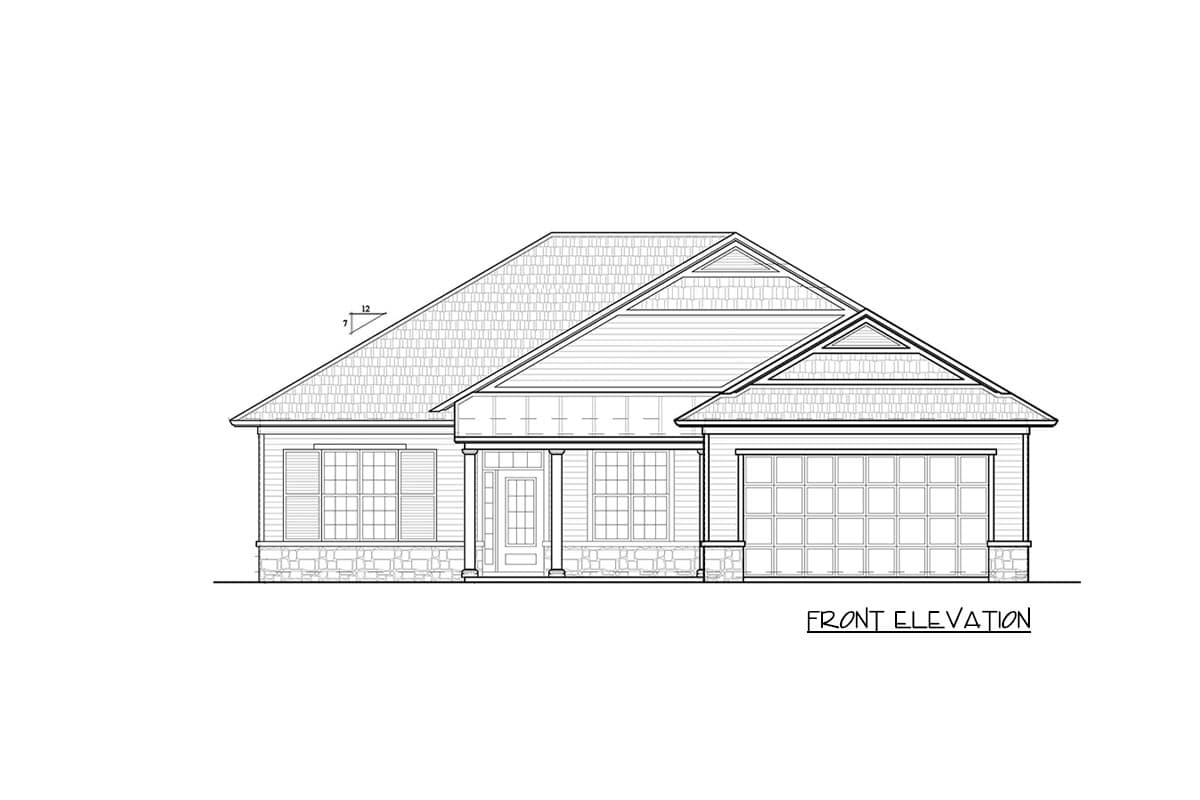 Plan 33117ZR: Contemporary One-Story House Plan with Flex Room - 1619 Sq Ft - Image #11 - Ranch, Southern, Traditional