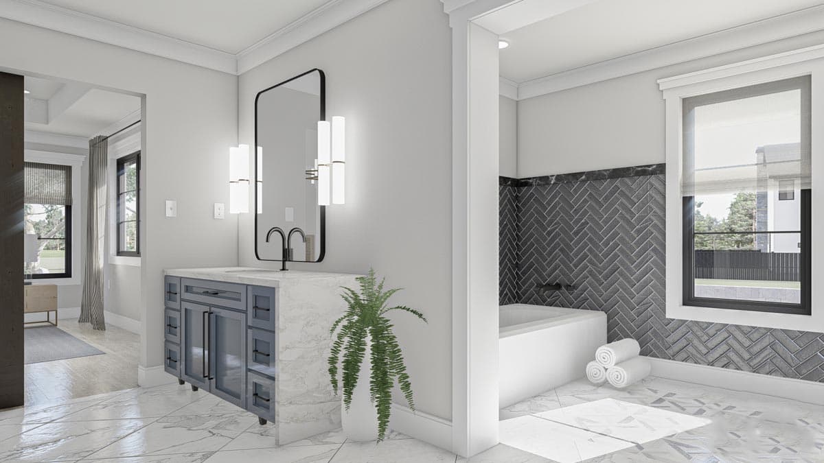 Plan 623052DJ: Transitional 2-Story Modern Cottage with Bedrooms and Laundry Upstairs - Image #20 - Contemporary, Cottage, European, Transitional