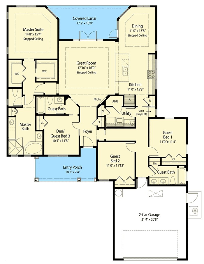Plan 33120ZRX: 3 or 4 Bedroom Energy Saving House Plan - Floor Plan - Main Level - Ranch, Southern, Traditional