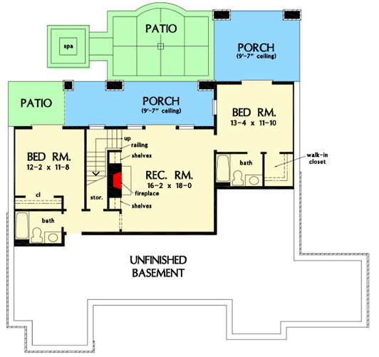 Plan 444061GDN: Traditional Craftsman Plan with Walkout Basement and Bonus Room - 2993 Sq Ft - Floor Plan - Basement - Craftsman, Traditional