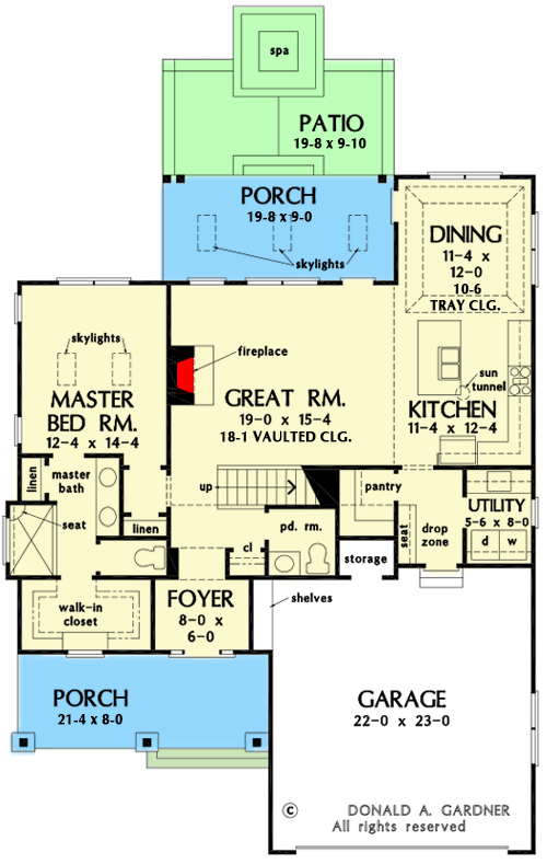 Plan 444070GDN: 3-Bed Modern Farmhouse Plan with Open Concept Living - Floor Plan - Main Level - Country, Craftsman, Modern Farmhouse, New American