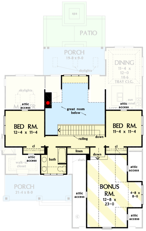 Plan 444070GDN: 3-Bed Modern Farmhouse Plan with Open Concept Living - Floor Plan - 2nd Floor - Country, Craftsman, Modern Farmhouse, New American